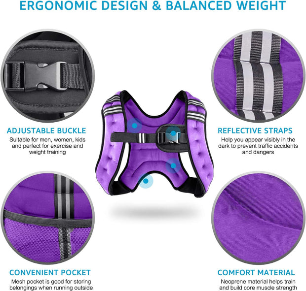 Weighted Vest Weight Vest for Men Women Kids Weights Included, Body Weight Vests Adjustable for Running, Training Workout, Jogging, Walking