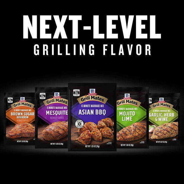McCormick Grill Mates Marinade Mix, Asian BBQ, Korean-Inspired, 15 Minute Marinade for Chicken, Steak, and More, 1.25 oz (Pack of 12)