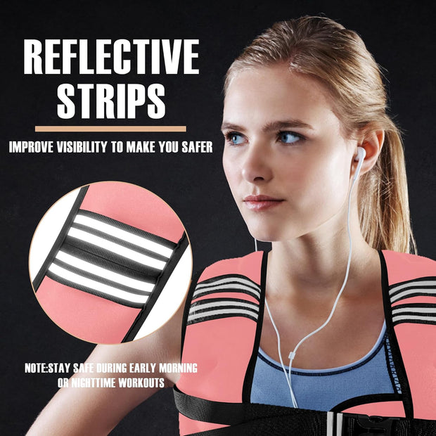 Weighted Vest Men or Women - 5/10/15/20/25/30lbs Weights with Reflective Stripe, Weighted Vest for Workout Equipment for Strength Training Running - Walking Weight Loss