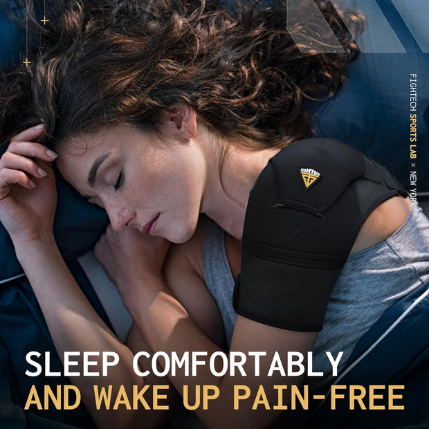 Shoulder Brace - Support & Injury Prevention Brace- Joint Pain Releaser- Shoulder Compression Wrap Strap - Adjustable Injury Accessories for Shoulders - Premium Quality Strap by FIGHTECH (Pink, L-XL)