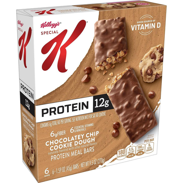 Special K Bar Protein Meal Bars, Meal Replacement, Chocolatey Chip Cookie Dough (3 Boxes, 18 Count)