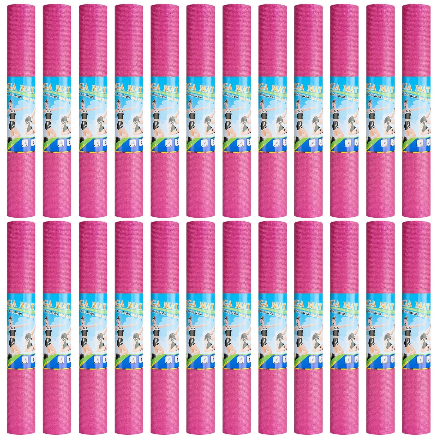 Funtery 24 Pcs 3 mm Thick Yoga Mat Exercise Workout Mat Non Slip Fitness Yoga Pad for Women Gym Home Yoga Pilates