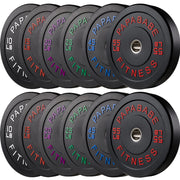 Papababe Weight Plates, 2-Inch Weights Plates Set, Floor Protective Rubber Weight Plates, 10-600lbs Bumper Plates for Barbell Strength Training & Weightlifting (Single/Pair/Full Set)