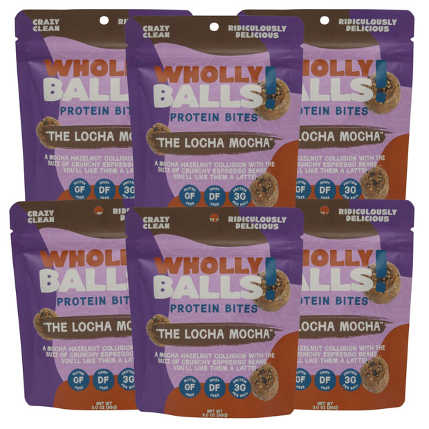 Wholly Balls Protein Bites – Healthy Plant-Based Snack – High Protein, Low Sugar, Gluten-Free Energy Balls (Pack of 6, Sampler Pack)