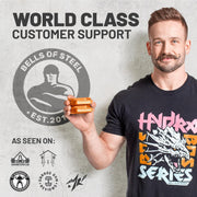 Magnetic Barbell Collars [Bells of Steel] Premium Weight Bar Clamps, Quick Release Barbell Clips, Olympic Barbell Clamps, Rubberized Gym Clips for Weightlifting Bar, Pair, Orange