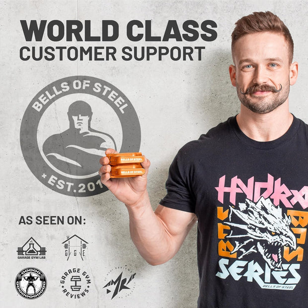 Magnetic Barbell Collars [Bells of Steel] Premium Weight Bar Clamps, Quick Release Barbell Clips, Olympic Barbell Clamps, Rubberized Gym Clips for Weightlifting Bar, Pair, Orange