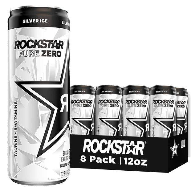 Rockstar Pure Zero Energy Drink,4 Flavor Pure Zero Variety Pack, 0 Sugar, with Caffeine and Taurine, 16oz Cans (12 Pack) (Packaging May Vary)