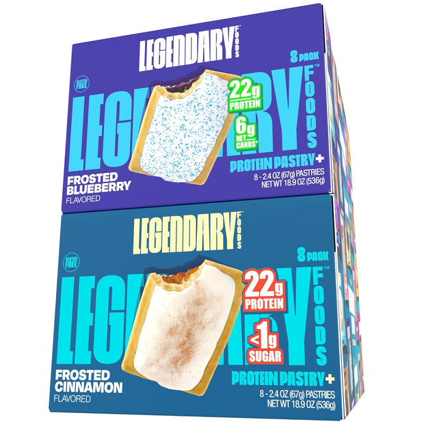 Legendary Foods 22 g Protein Pastry Bundle - Low Carb Meal Replacement Bar - Gluten Free Protien Snacks - Healthy Keto Snack Box - Low Sugar Energy Bars - Bariatric Diabetic Friendly 16 Pack