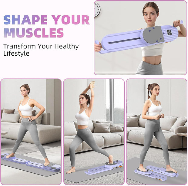 Pilates Board with Auto-Rebound Resistance, Home Gym Core Trainer & Full-Body Reformer Equipment, Professional Pilates Reformer for Women-Purple