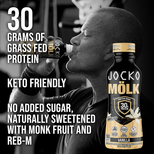 Jocko Fuel Mölk RTD Protein Shakes Bundle - Vanilla & Sweet Cream Coffee (Pack of 24)