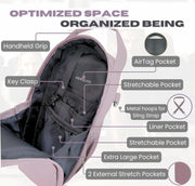 Magnetic Gym Bag for Men Women with magnetic water bottle holder, Gym crossbody bag with strap, gym sling bag with phone pockets, key holder magnetic phone holder, gym essentials, Pink