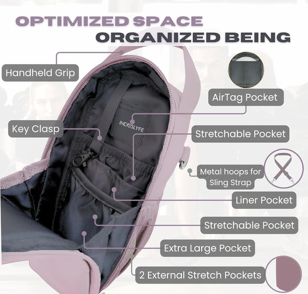 Magnetic Gym Bag for Men Women with magnetic water bottle holder, Gym crossbody bag with strap, gym sling bag with phone pockets, key holder magnetic phone holder, gym essentials, Pink