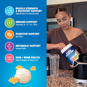 Pure Protein All-In-One Powder, Vanilla - Whey & Collagen, High Fiber, Vitamins, No Added Sugar, Non-GMO, Gluten-Free, 1.25lb