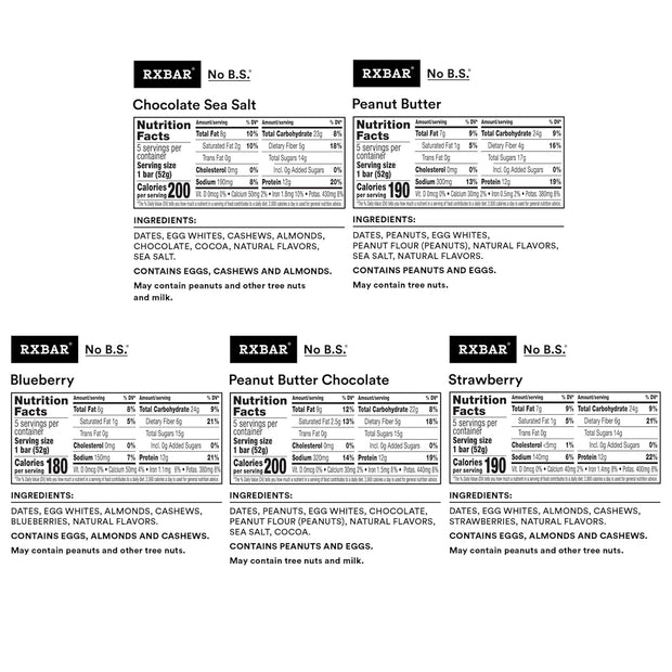 RXBAR Protein Bars, Snack Bars, Variety Pack (5 Boxes, 25 Count)