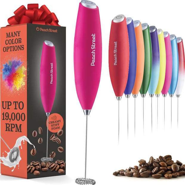 Powerful Handheld Milk Frother, Mini Milk Frother Wand, Battery Operated Stainless Steel Drink Mixer - Frother Stand for Milk Coffee, Lattes, Cappuccino, Frappe, Matcha, Hot Chocolate. Gift