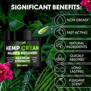 Natural Hemp Cream for Muscles, Joints, Neck, Back, Elbows - Hemp Oil Muscle Relaxer Cream to Soothe Discomfort - Hemp Oil Extract Gel with Arnica, Msm, Turmeric, Menthol Rub - 4 oz