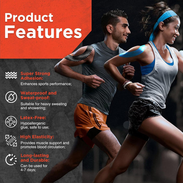 OK TAPE Synthetic Kinesiology Tape Precut Strips, Waterproof Kinesiology Athletic Tape for Joint & Muscle Support, Reflective and Durable Tape, 2in×16.4ft Roll 20PCS | Beige