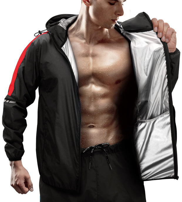 RDX Sauna Suit Weight Loss, REACH OEKO TEX 100 CERTIFIED, Sweat Jacket with Hood, Body Slimming Fitness Workout Men Women