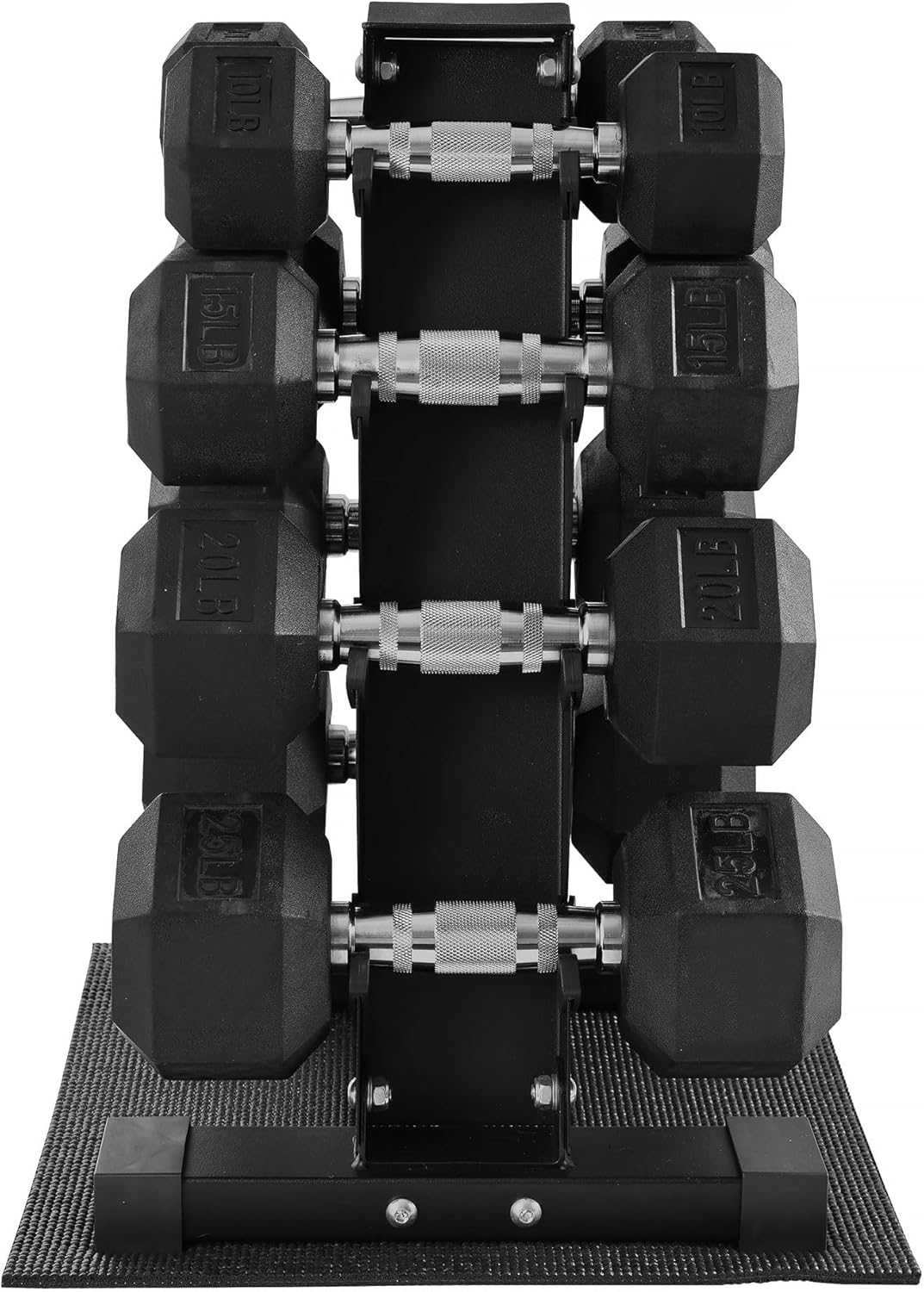 BalanceFrom Rubber Coated Hex Dumbbell Weight Set with Storage Rack, 100LB or 150LB or 200LB Set, 5-20 lbs or 5-25 lbs or 10-30 lbs Pairs