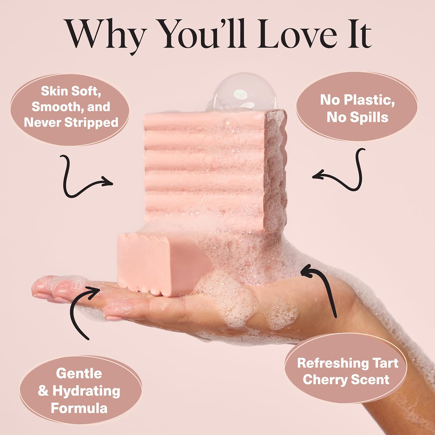 Kitsch Cleansing Tart Cherry Soap Bar with Refreshing Scent - Eco-Friendly Body Wash Women Love - Cherry Solid Bar Soap for Daily Use - Silicone, Sulfate and Paraben Free, Made in USA - 4oz