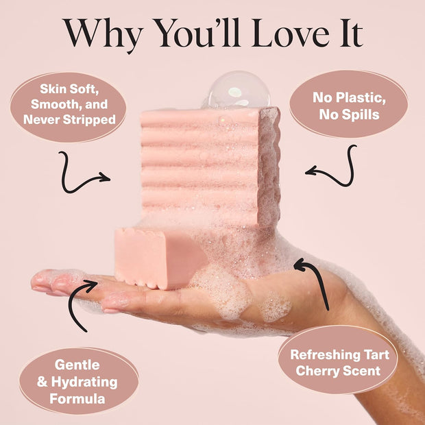 Kitsch Cleansing Tart Cherry Soap Bar with Refreshing Scent - Eco-Friendly Body Wash Women Love - Cherry Solid Bar Soap for Daily Use - Silicone, Sulfate and Paraben Free, Made in USA - 4oz