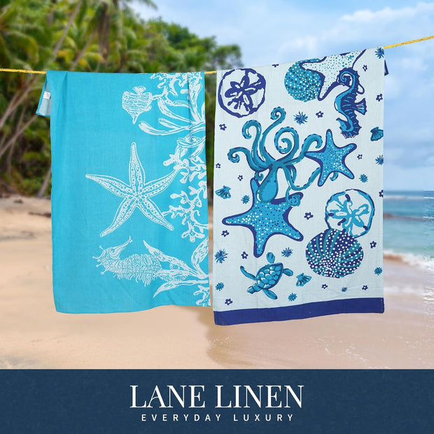 LANE LINEN 6 Pack Oversized Pre-Washed Lightweight Quick Dry Coral Beach Towels - 39"x71"
