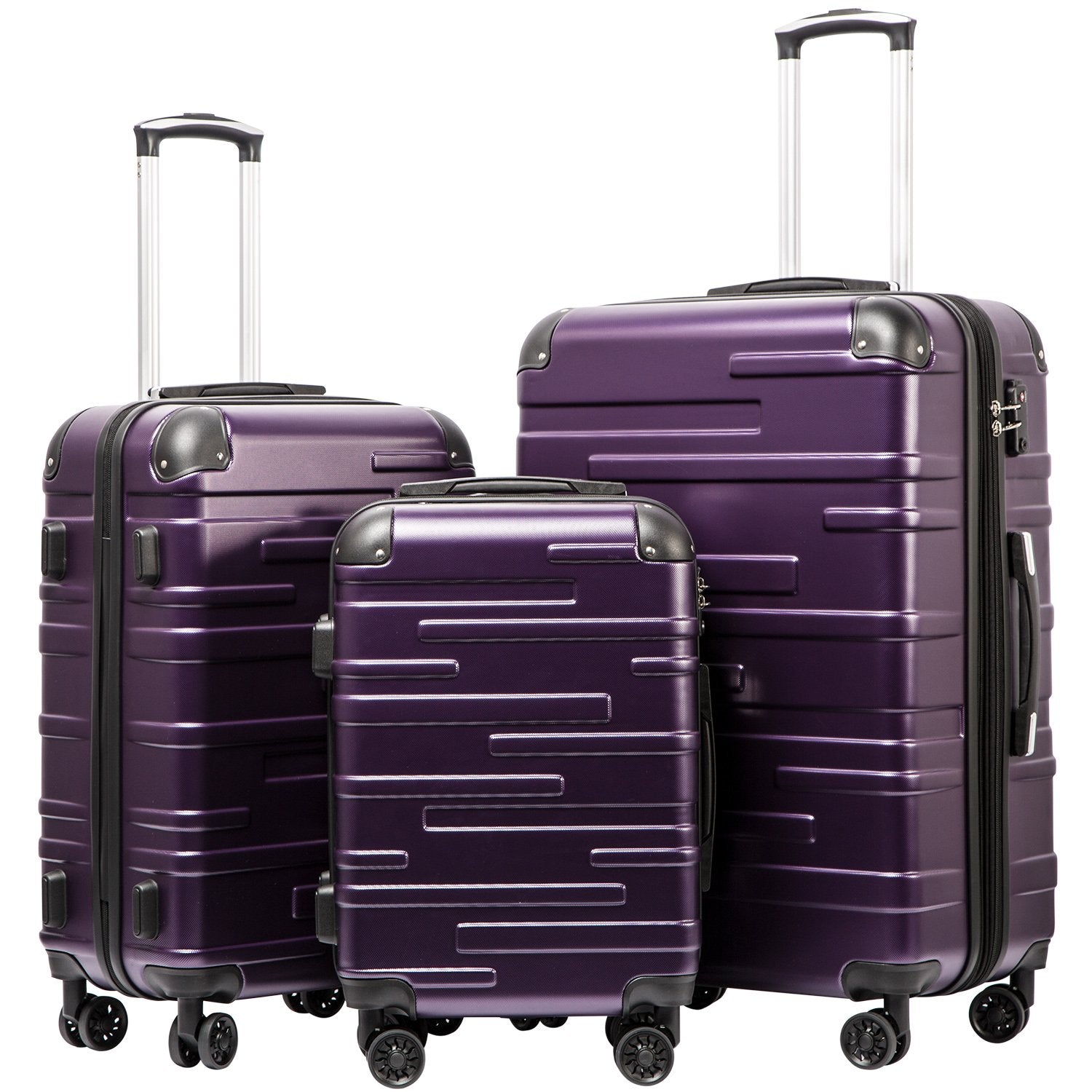 Coolife Luggage Expandable(only 28") Suitcase 3 Piece Set with TSA Lock Spinner 20in24in28in (dark green)