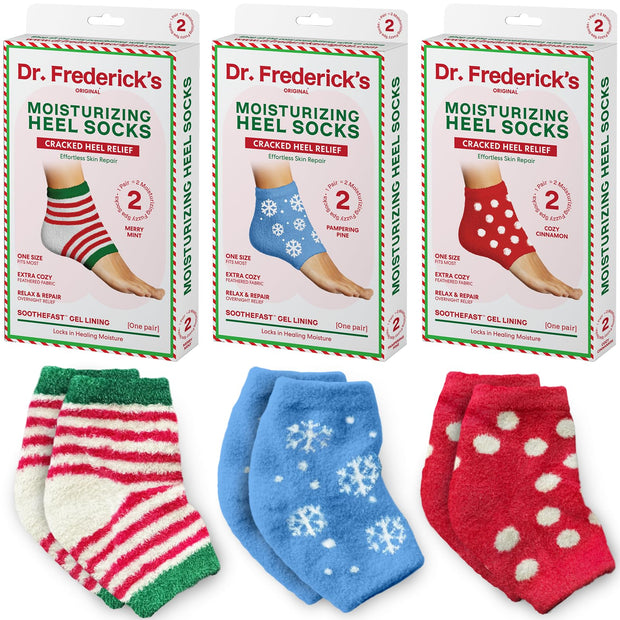 Dr. Frederick's Original Moisturizing Heel Socks for Cracked Heel Treatment - 2 Pairs - Stop Cracked Heels in Their Tracks