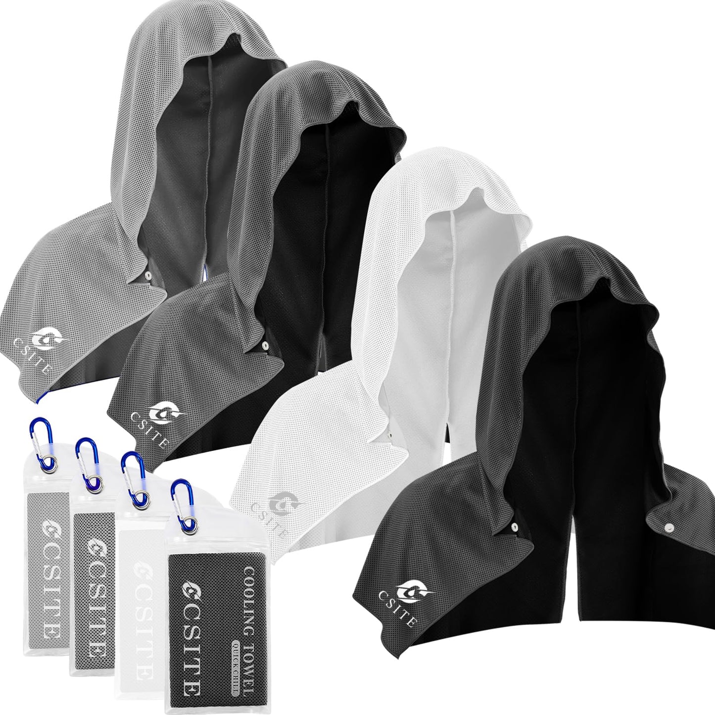 3 Pack Cooling Hoodie Towels for Neck and Face, UPF 50 Sun Protection & Instant Cooling, Ice Towels for Hot Weather, Soft Breathable Towel for Sport, Work Out, Gym, Camping & More Activities