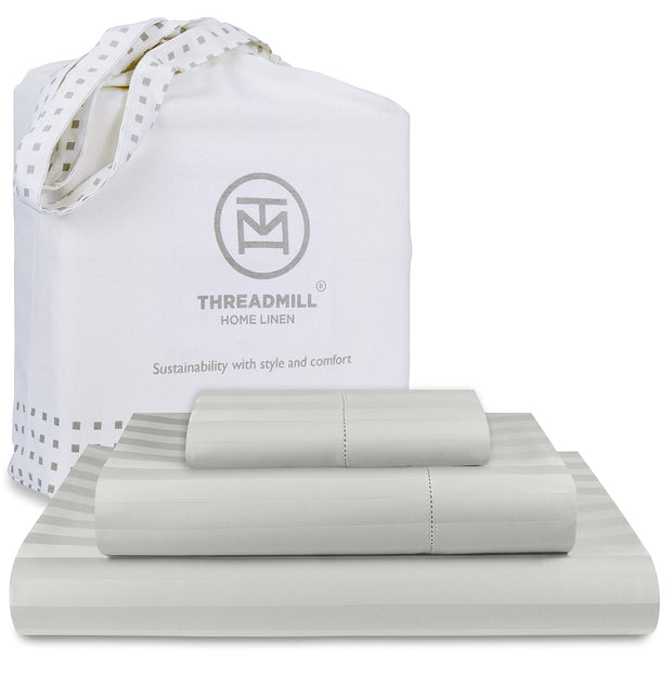 Threadmill 5-Star Hotel 500 Thread Count Best Bed Sheets, 100% Cotton Sheets Set for Queen Bed, Smoother Than Egyptian Cotton Claims, 4 Pc Set with Deep Pockets (Dark Grey)