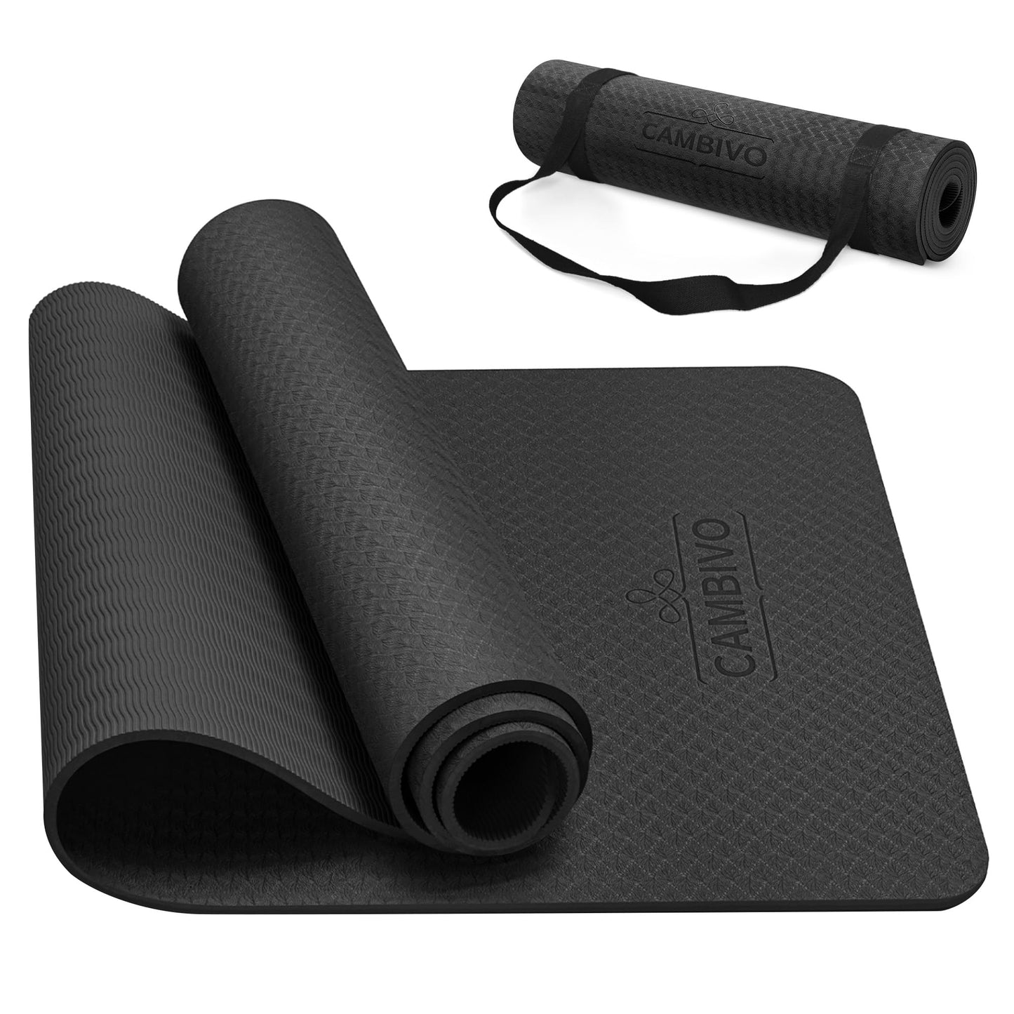 CAMBIVO Yoga Mat for Women Men Kids, 1/3 & 1/4 & 2/5 Inch Extra Thick Yoga Mat Non Slip, 72" x 24" TPE Yoga Mats, Workout Mat with Carrying Strap for Yoga, Pilates and Floor Exercises
