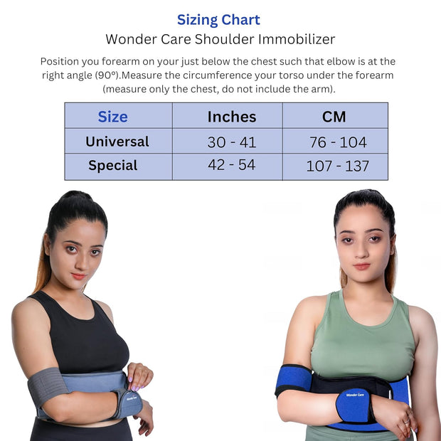 Wonder Care Left Right Shoulder Immobilizer Arm Sling Elastic Brace for Clavicle Collar Bone Dislocation Subluxation Shoulder stabilizer Compression Brace After Rotator Cuff Surgery