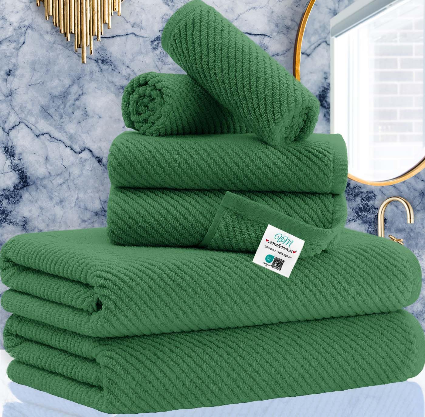 VOOVA & MOVAS Burgundy Towel Set - 100% Cotton | Lightweight | Soft | Quick Dry, 6 Piece Towel Set,2 Large Bath 30"x56", 2 Hand 18"x28", 2 Washcloths 13"x13", Towels Gift Set, Red Towels