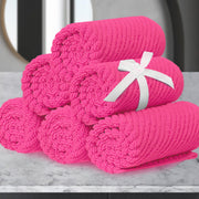 VOOVA & MOVAS Bathroom Hand Towels Set of 4, Large 18"x28" - 100% Cotton | Quick Dry | Light Weight | Thick | Soft | Absorption, Luxury Hand Towels for Showering, Hot Pink Bathroom Decor