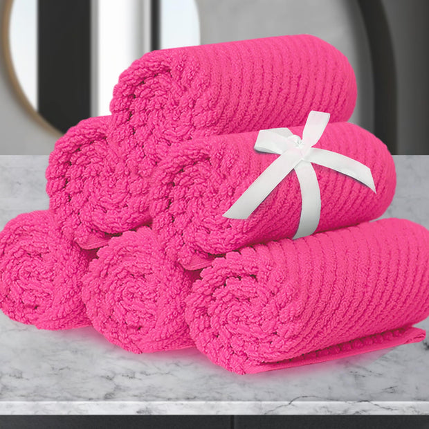 VOOVA & MOVAS Bathroom Hand Towels Set of 4, Large 18"x28" - 100% Cotton | Quick Dry | Light Weight | Thick | Soft | Absorption, Luxury Hand Towels for Showering, Hot Pink Bathroom Decor