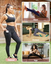 NexiEpoch 4 Pack Leggings for Women with Pockets- High Waisted Tummy Control for Workout Running Capri Yoga Pants