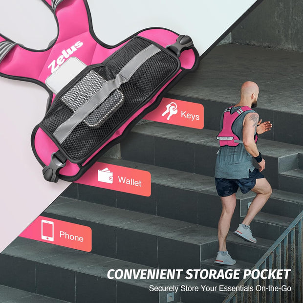 ZELUS Weighted Vest for Men and Women | 4-10lb/11-20lb/20-32lb Vest with 6 Ironsand Weights for Home Workouts | Adjustable Body Weight Vest Exercise Set for Cardio and Strength Training