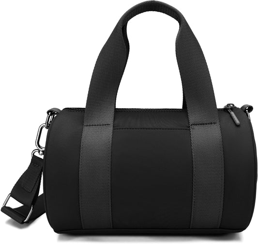 FODOKO Sports Small Gym Bag for Women, Travel Duffel Bags， Workout Yoga Tote， Cute Crossbody Women's Shoulder Handbags (Black)