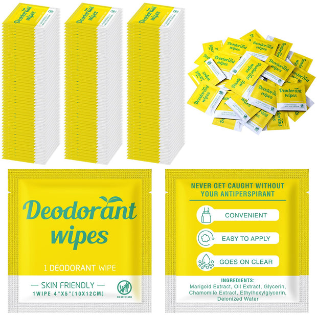 Timgle 100 Pcs Travel Deodorant Wipes Individually Wrapped Armpit Antiperspirant Deodorant Sweat Body Wipes for Women Men Teens Sports Travel Cleanse Skin and Underarm Excessive Sweating(Cucumber)