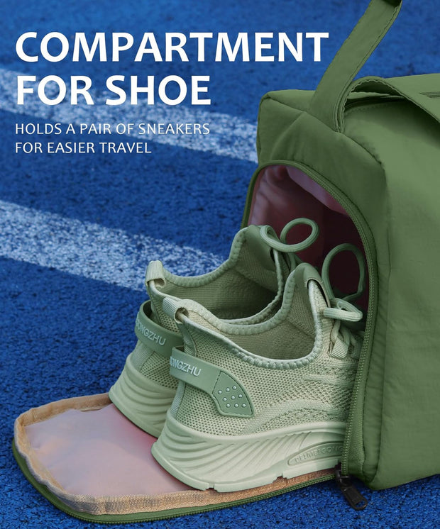 Small Gym Bag for Women with Shoes Compartment, Stylish Duffle Travel Bag for Plane, Lightweight Duffle Bag for Women & Men, Sport Gym Tote Bag with Wet Pocket for Yoga, Pilates, Swimming