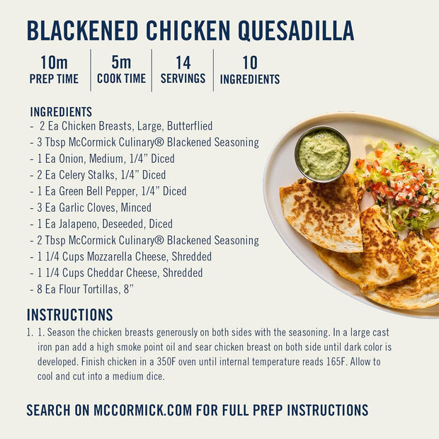 McCormick Culinary Seasoning, Blackened, Non GMO, No MSG added, For Quality Blackened Flavor in Culinary & Professional Kitchens, 23 oz