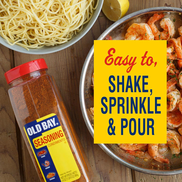 OLD BAY Seasoning, 24 oz - One 24 Ounce Container of OLD BAY All-Purpose Seasoning with Unique Blend of 18 Spices and Herbs for Crabs, Shrimp, Poultry, Fries, and More