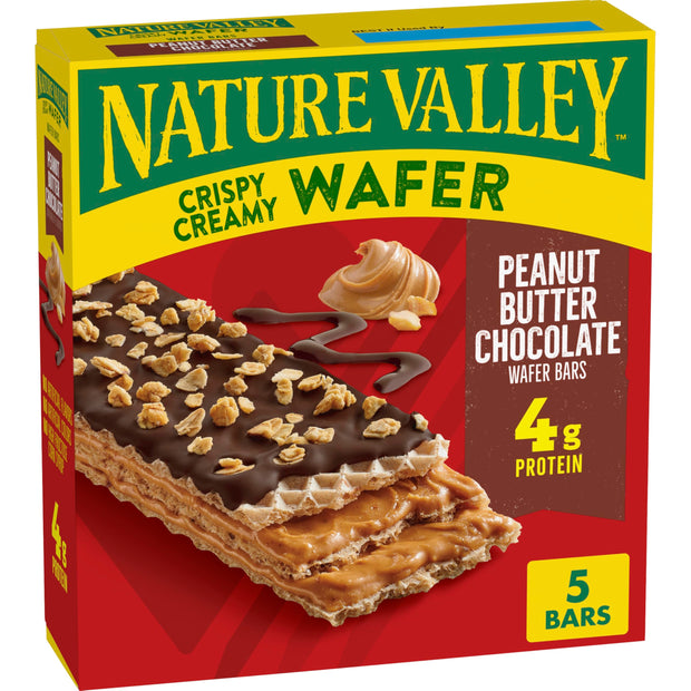 Nature Valley Crispy Creamy Wafer Bars, Peanut Butter Chocolate, 4g Protein, 10 Bars, 13 oz