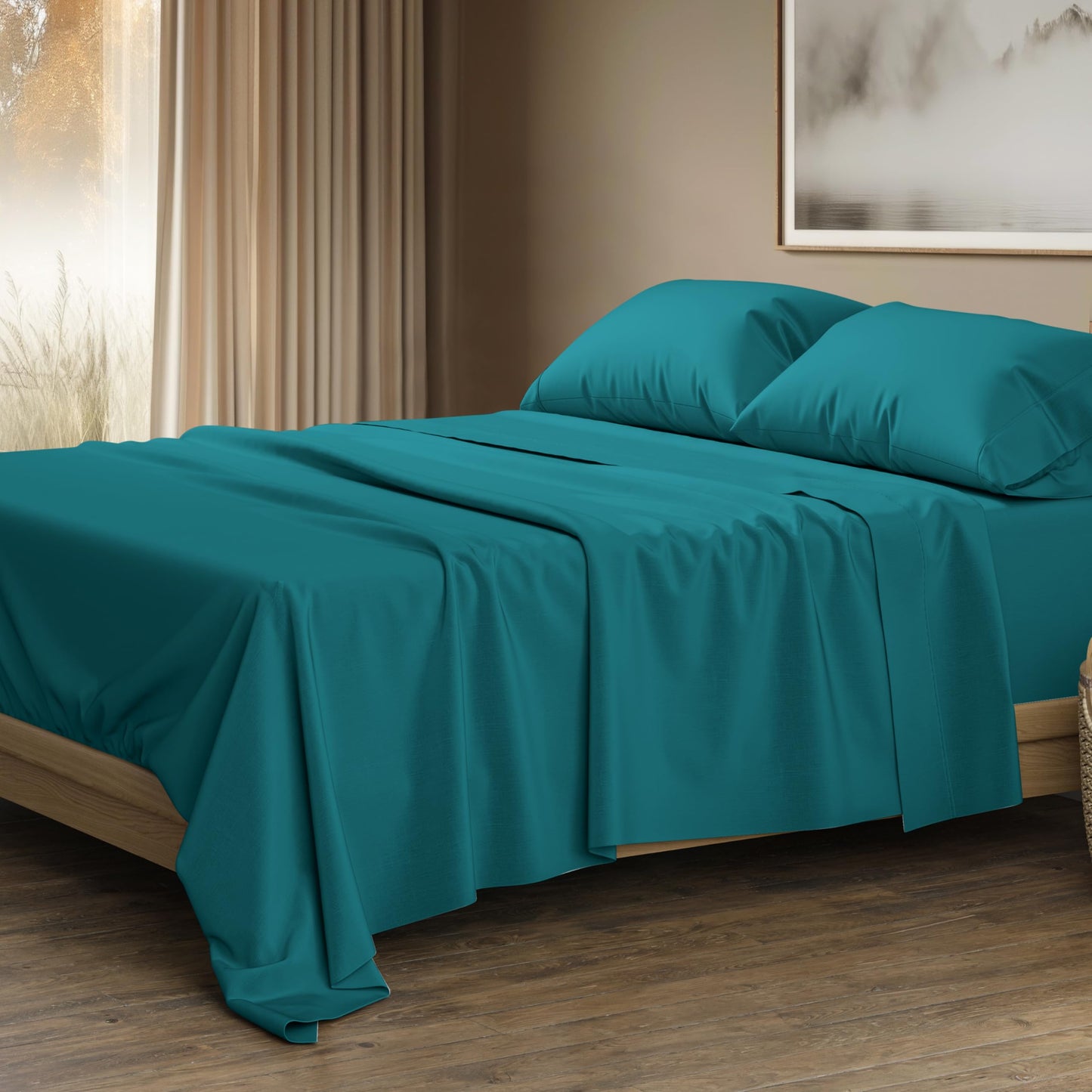 THREAD SPREAD 100% Egyptian Cotton King Size Sheets Set - Luxury 1500 Thread Count Egyptian Cotton Sheets King Size, Silky Soft, Cooling, Sateen Weave 17" Deep Pocket Bed Set - White