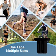 PreCut Kinesiology Tape for Knees, 12 PCS Waterproof KTQUICK Knee Tape for Knee Pain Relief Pre Cut, Original Cotton Athletic Knee Tape, Waterproof & Hypoallergenic Latex-Free for Sports (Black)