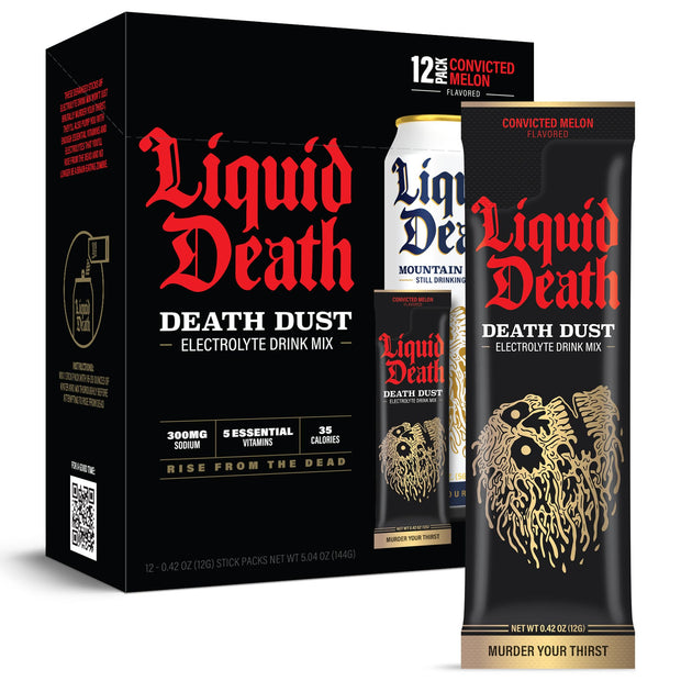 Liquid Death Electrolyte Death Dust, Severed Lime, Mango Chainsaw & Convicted Melon (12-Pack)