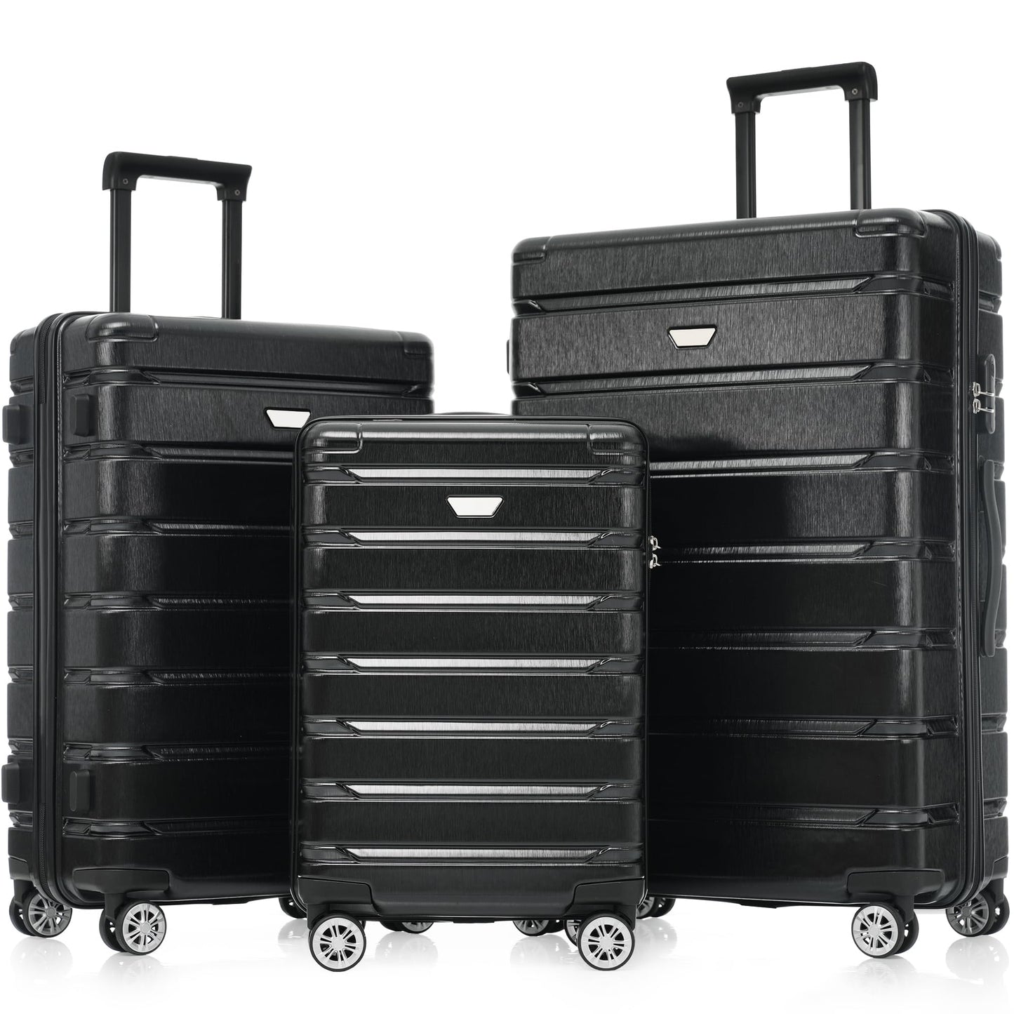Merax 3 Luggage Sets, ABS Hardshell Suitcase Spinner Wheels with USB Port TSA Lock, Blue and Navy, 20/24/28 Inch