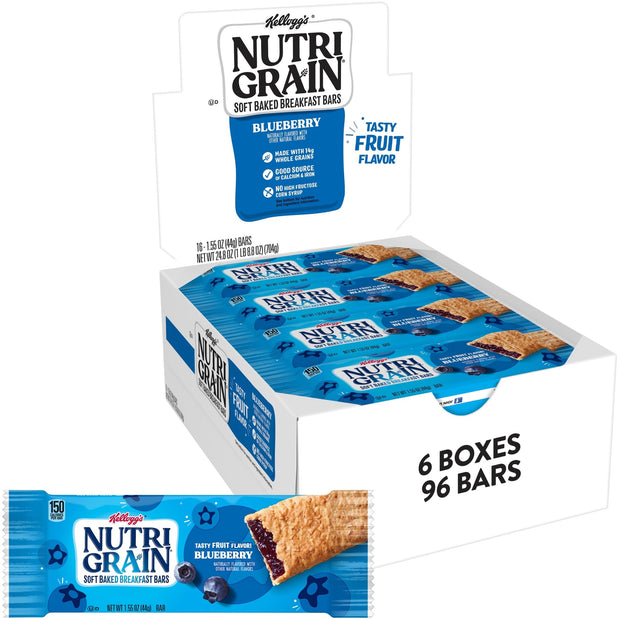 Nutri-Grain Breakfast Bars, Made with 14g Whole Grains, Snack Bars, Strawberry, 24.8oz Box (96 Count)