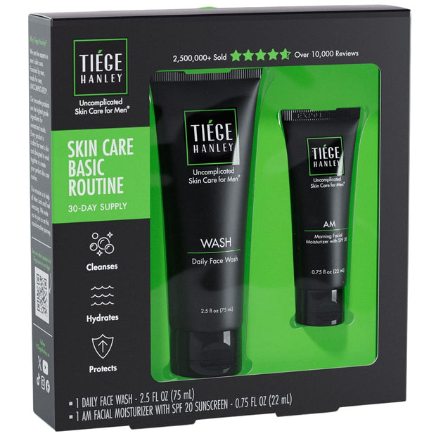 Tiege Hanley Men’s Basic Skin Care Set – Hydrating Face Wash & Daily Moisturizer with SPF 20 – Basic Facial Kit for Men – Sensitive Skin Safe, Lightweight & Non-Greasy - Easy and simple skincare