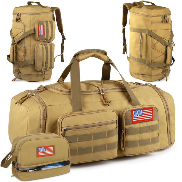 Tactical Gym Bag for Men，50L Large 3 in 1 Sports Duffle Bag with Shoes Compartment for Travel,Water Resistant Travel Backpack Weekender Overnight Bag with Wet Pocket for Women